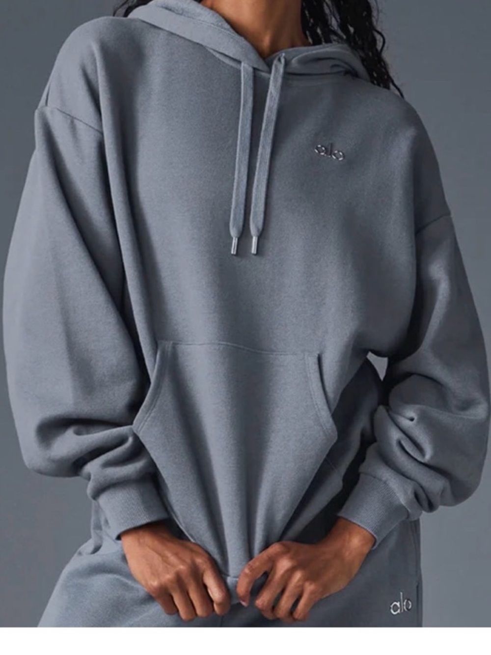 ALO Yoga Slate Gray Oversized Hoodie - Women's Pullover